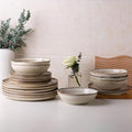 AmorArc Ceramic Dinnerware Sets,Handmade Reactive Glaze Stoneware Plates and Bowls Sets,Highly Scratch Resistant | Dishwasher & Microwave Safe Dishes Set,Service for 12 (36pc)