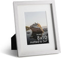 Haus and Hues 8x10 Picture Frame with Real Glass and American White Oak Matted to 5x7 - Oak 8x10 Picture Frame White - Includes Easel Back and Vertical Hanger - Ideal for Home, Office (8x10 in, White)