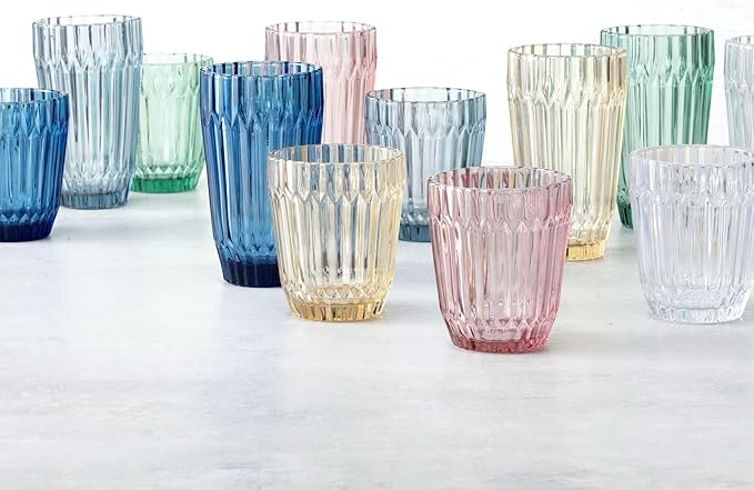 Fortessa Archie Glass Drinkware, Double Old Fashioned (Set of 6), 12.5 Ounce, Dusk Gray