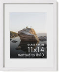 HAUS AND HUES 11x14 Picture Frame with Real Glass and White American Oak Matted to 8x10 - Oak 11x14 Frame - Includes Vertical & Horizontal Hang - Ideal for Home, Office (11x14 in)