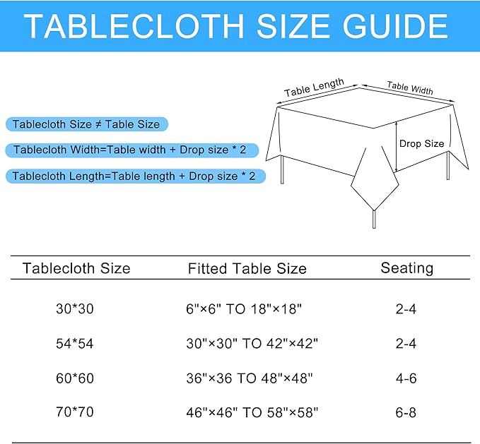 Hiasan 2 Pack Faux Linen Square Tablecloth - Wrinkle and Stain Resistant Washable Table Cloth for Kitchen Dining Room Holiday Table Cover for Party Dinner, Lux Slate Blue, 60 x 60 Inch