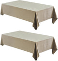 2 Pack Rectangle Tablecloth, 60x120 inch, Water Resistant Wrinkle Free Linen Textured Table Cloth Washable, Decorative Fabric Table Cover for Dining, Party and Camping, Mocha