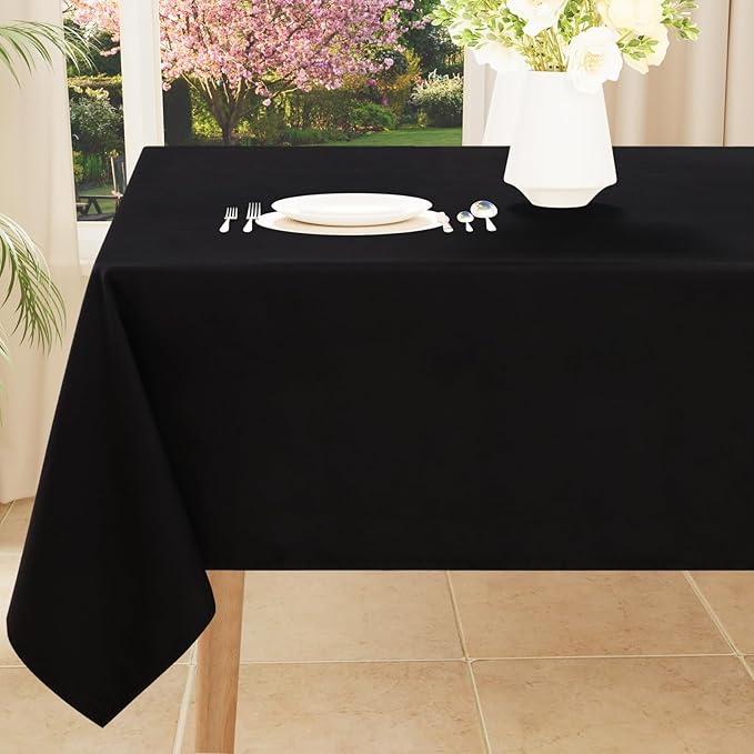 Smiry Square Table Cloth, Waterproof Anti-Scratch Polyester Tablecloth, Decorative Washable Fabric Table Cover for Dining, Buffet, Parties and Outdoor, 54x54, Black