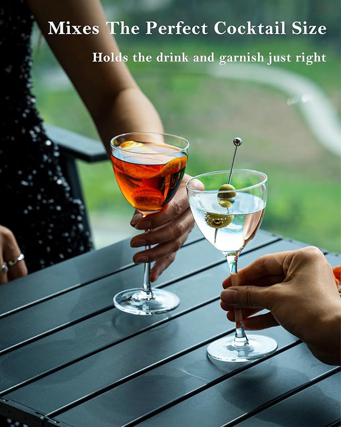 Nick and Nora Cocktail Glasses, 5.8Oz Hand Blown Martini Glasses Set of 4, 100% Lead-Free Crystal Coupe Glassware, Small Cocktail Glasses for Manhattan, Cosmopolitan, Espresso with Gift Box