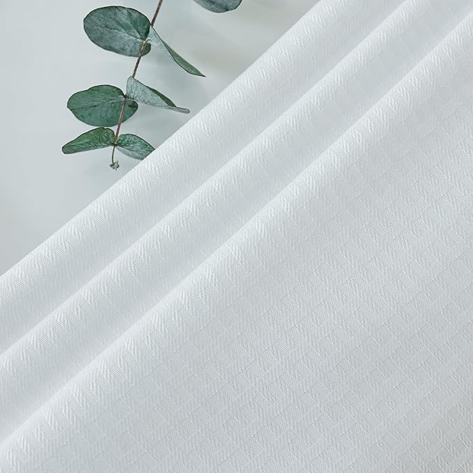 maxmill Rectangle Tablecloth Weaved Pattern Waterproof Spillproof Wrinkle Free Table Cloth, Kitchen Dining Tabletop Decoration, Fabric Table Cover for Holiday Parties, 52 x 70 Inch, White