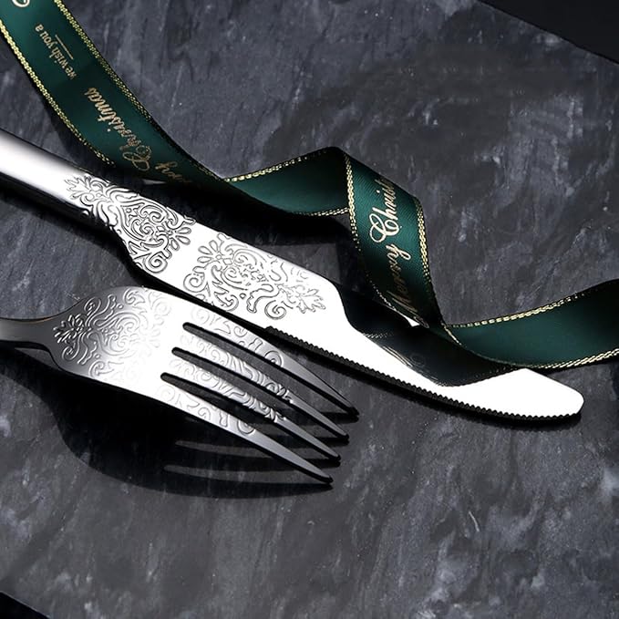 IKXO Silverware Set 50 Piece Silver Flatware Set for 10,Stainless Steel Flatware Cutlery Set For Home Hotel, Kitchen Utensils Set Include Fork Knife Spoon,Mirror Polished,Dishwasher Safe