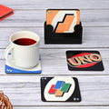 GKD Wooden Coasters for Drinks, MDF Wooden Coasters Set of 6 with Holder, 3.8 inches Eco-Friendly Absorbent Coaster for Coffee Table, Farmhouse, Office, Bar, Drinking Glasses, Tabletop Protection