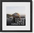 Haus and Hues 12x12 Picture Frame with Real Glass and Black American Oak Matted to 8x8 - Oak 12x12 Frame With Mat - Includes Vertical & Horizontal Hang - Ideal for Home, Room, Office (12x12 in, Black)