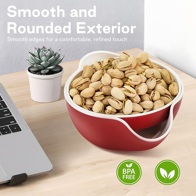 LivLab Mker Snack bowls for adults, Pistachios bowl with shell storage, Nut bowl sunflower seed spit cup, can berry serving dish, Green