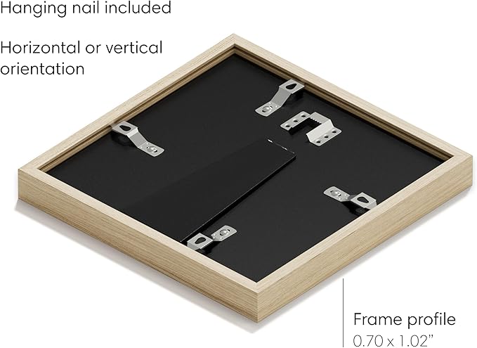 HAUS AND HUES 8x8 Picture Frames with Real Glass and Natural Oak Matted to 4x4 - Oak 8x8 Frame With Mat - Includes American Oak, Easel Back, Vertical Hang - Ideal for Home, Office (8x8 in, Natural)