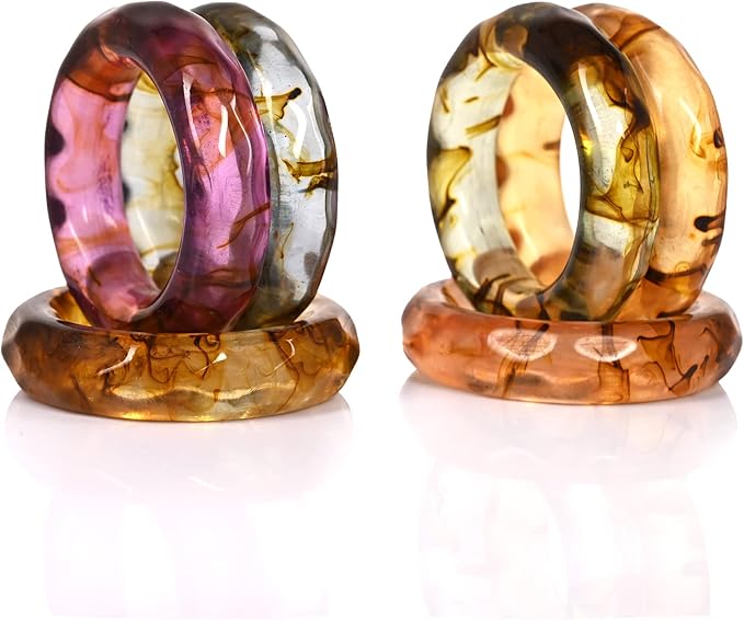 ALPHA Living HOME Spring Pastel Epoxy Napkin Rings - Set of 12 Multi-Color Epoxy Resin Napkin Holders for Modern Tabletop Decor, Perfect for Weddings, Parties, Special Events & Everyday Dining