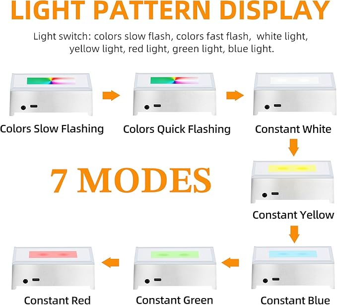 EUSTUMA LED Light Base Rectangle Display Stand In A Variety of Colors,Lighted Up Stand Color Changing Small LED for 3D Glass Crystal Art,Holiday Party Decoration. (Silver)