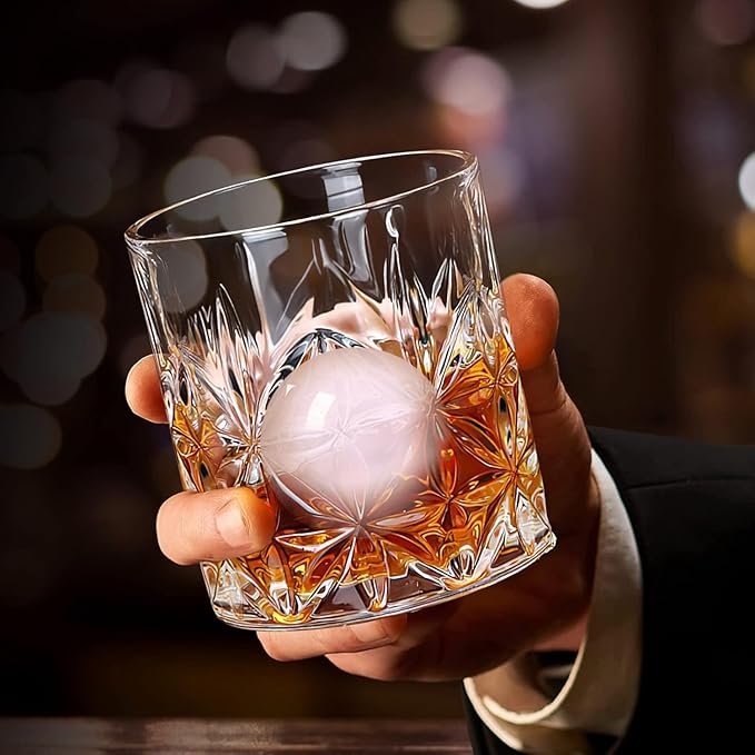 Crystal Whiskey Glass Set of 4 - Old Fashioned Bourbon Glasses, Perfect for Scotch and Cocktails (Style 1,4pcs)