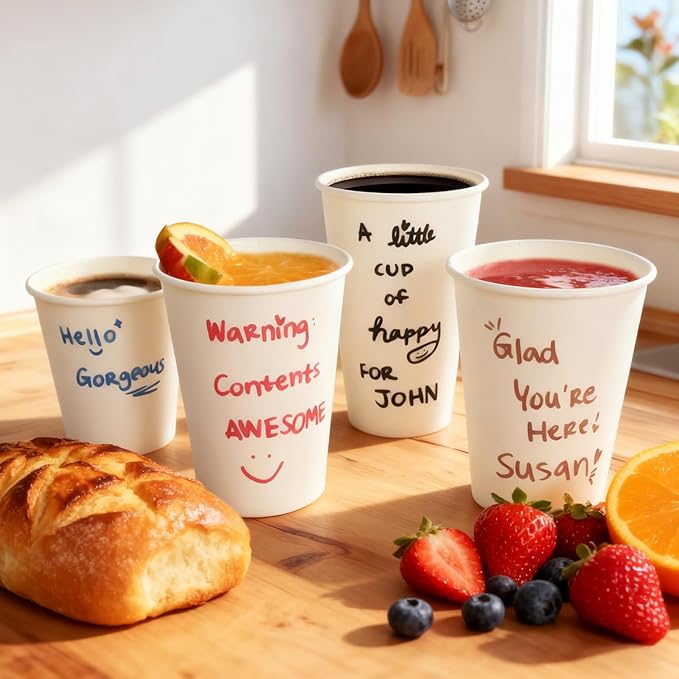 White Paper Cups 12 oz Disposable Coffee Cups, 1000 Pack BPA Free Leak Proof Hot Cups,300GSM Thickened Disposable Cups,Unbleached Hot Cold Drink Cups for Everyday Home Office Coffee Bar Party Supplies