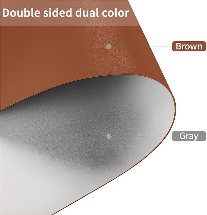 Round Table Cover - Can Be Used On Both Sides Waterproof and Easy to Clean Good Flatness Used for Dining Table(Brown+Gray Dia.48Inch)