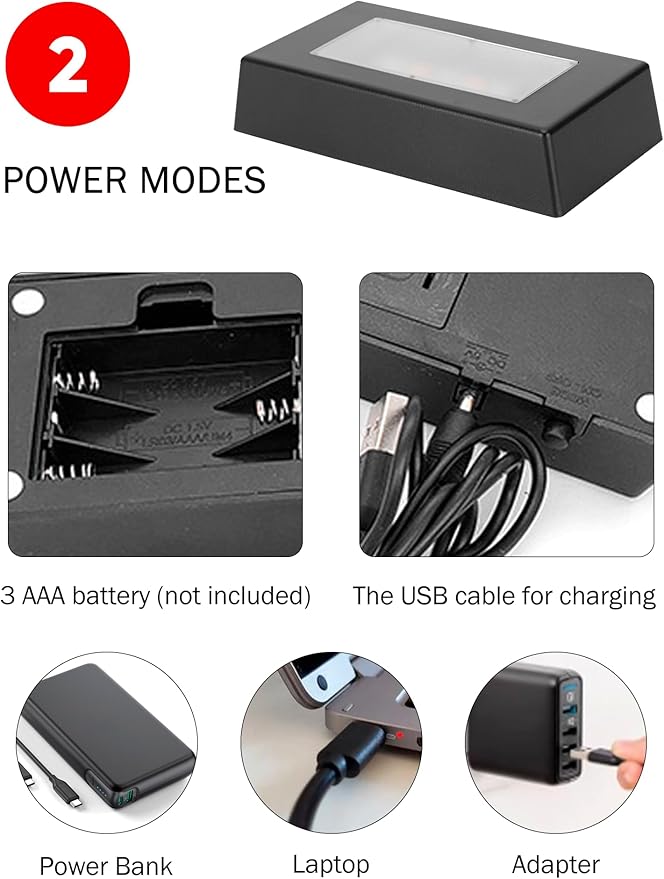 Watris Veiyi 7 Color LED Display Base, 2PCS Color Changing Light Stand for Crystal Display Jewelry Glass Art, 3D Crystal Light Base, Rectangle Display Stand with USB Cable (2)