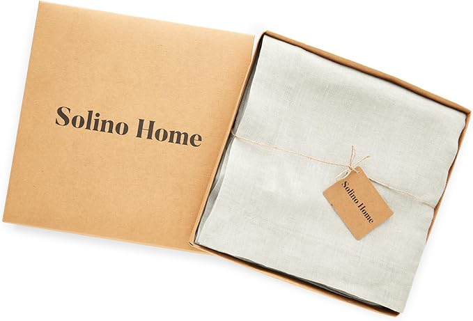 Solino Home Linen Tablecloth 70 x 132 Inch - 100% Pure Linen Light Flax Table Cloth for Rectangle Tables - Sonoma, Machine Washable Tablecloth for Spring, Easter