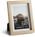 HAUS AND HUES 5x7 Picture Frame with Real Glass and Natural Oak Matted to 4x6 - Oak Glass Photo Frame - Includes American Oak, Easel Back, Vertical Hang - Ideal for Home, Office (5x7 in, Natural)