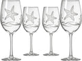 Rolf Glass Starfish All Purpose Wine Glass 18 Ounce | Set of 4 Large Wine Glasses | Lead-Free Glass | Engraved Large Wine Glasses | Made in the USA