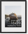 HAUS AND HUES 16x20 Picture Frame with Real Glass & Black American Oak Matted to 11x14 - Oak 16x20 Poster Frame - Includes Vertical & Horizontal Hang - Ideal for Home, Office (16x20 in)