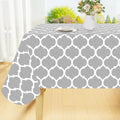 Smiry Square Table Cloth, Waterproof Vinyl Tablecloth with Flannel Backing for Square Tables, Wipeable Spillproof Plastic Tablecloths for Dining, Camping, Indoor and Outdoor (54"x54", Light Grey)