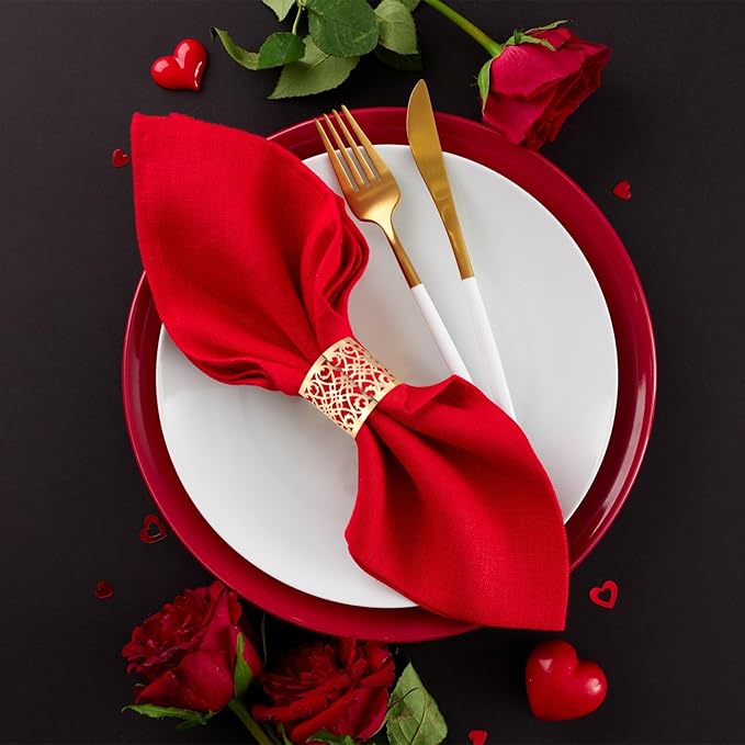 uxcell 100Pcs Napkin Rings Laser Cut Foil Paper, Napkin Holder Hollow Napkin Bands for Weddings Party Serviette Table Decoration Restaurant (Dark Purple, 5.3 x 1.6)