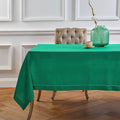 Solino Home Linen Tablecloth 60 x 90 Inch - Classic Hemstitch 100% Pure Linen Emerald Green Table Cloth for Rectangle Tables - Machine Washable Tablecloth for St Patricks Day