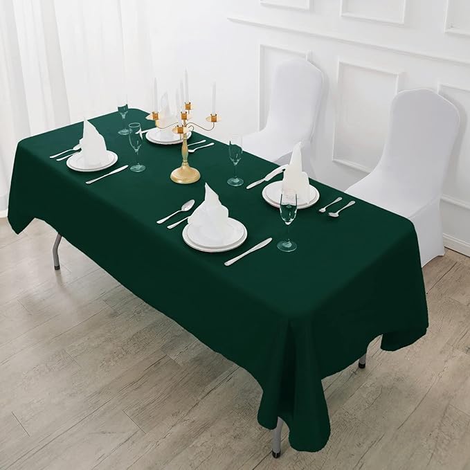 Fokitut 2 Pack Waterproof Rectangle Tablecloth, 60x120 Inch,Stain Resistant and Wrinkle Polyester Table Cloth, Fabric Table Cover for Kitchen Dining, Wedding, Party, Holiday Dinner-Hunter