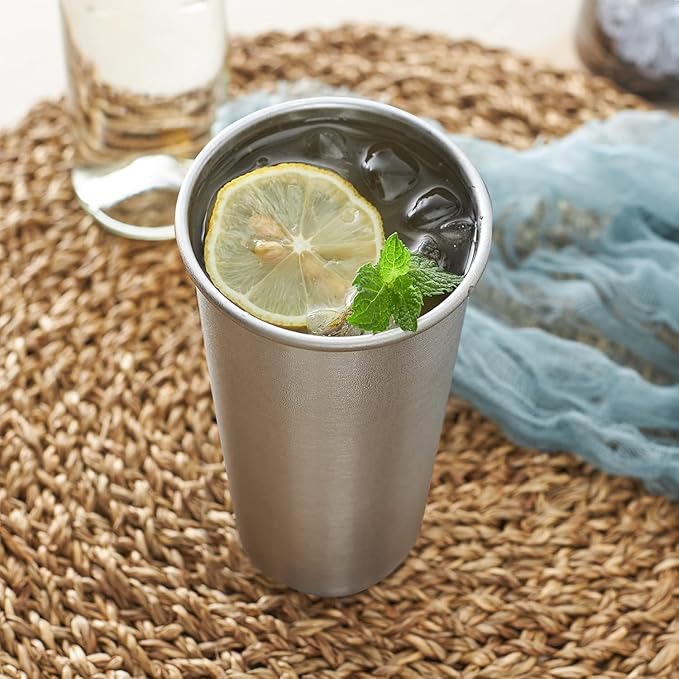 12 Pack 24oz Stainless Steel Pint Cup,Healthy Unbreakable and Stackable,Metal Drinking Glasses