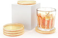 Modern Clear Coaster Set of 5- Amber Glass for Drinks Crystal Coasters Round Cup Coasters Coffee Table Decor for Office, Kitchen, Bar, Dining Room, Living Room,Used as a Candle Holder. (Amber)