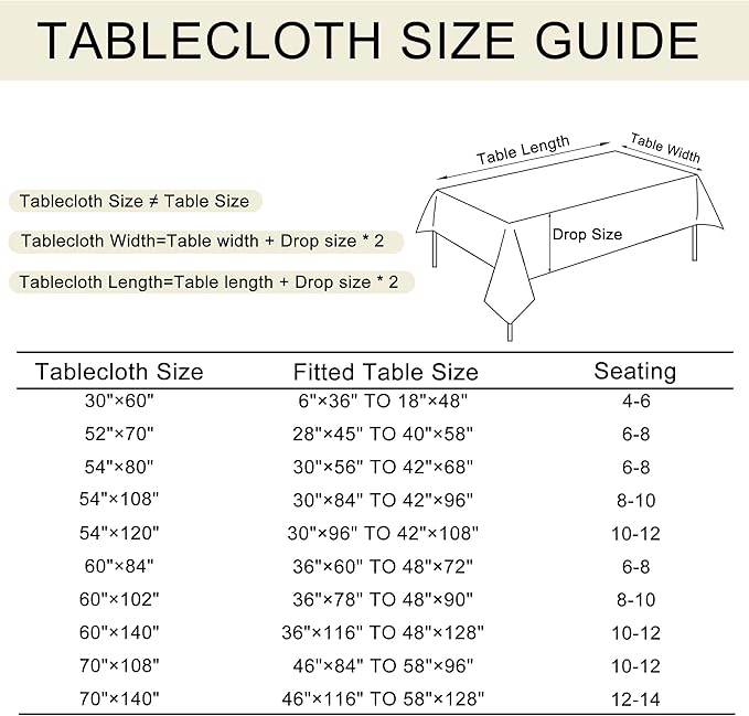 JIUZHEN Faux Linen Farmhouse Tablecloth Rectangular, Wrinkle Stain Resistant Table Cloth Rectangle Table Cover for Kitchen Dining, Holiday Party Dinner, White, 70 x 140 Inch