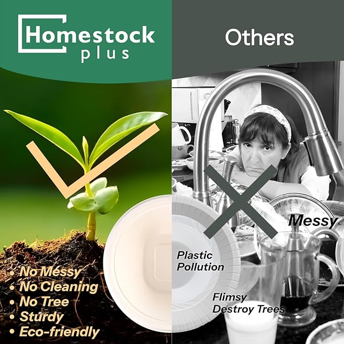 Homestockplus Disposable Bowls 24 Oz [100 Pack] - Compostable Paper Bowl Heavy Duty,Freezer & Microwave Safe Bowl, BPA-Free Eco-Friendly Bowls for Cereal, Rice, French Fries, Party Serving (White)