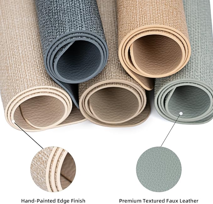 Oval Placemats for Dining Table Set of 6, Washable Leather Table Mats, Waterproof Heat-Resistant Non-Slip Kitchen Placemats, Simple Style Oval Design