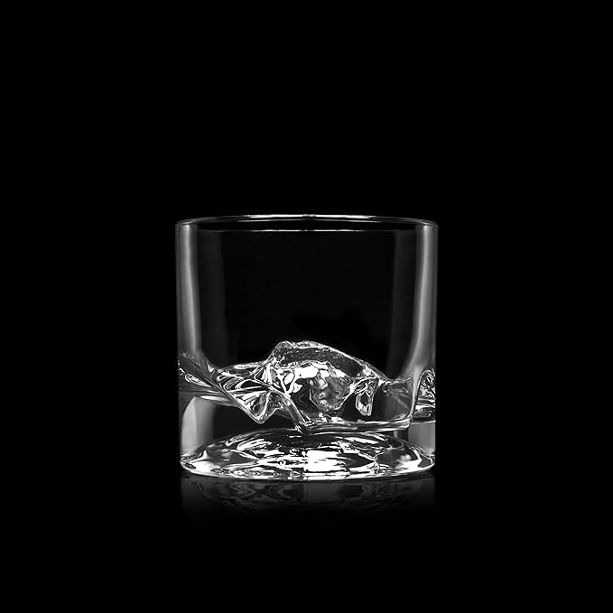 LIITON Yosemite Heavy Crystal Whiskey Glasses Gift Set of 2, Thick Freezable Bourbon Glass 1lb Each, Premium Whiskey Gifts for Men, Frozen Crystal Chills Cocktails, 10 oz
