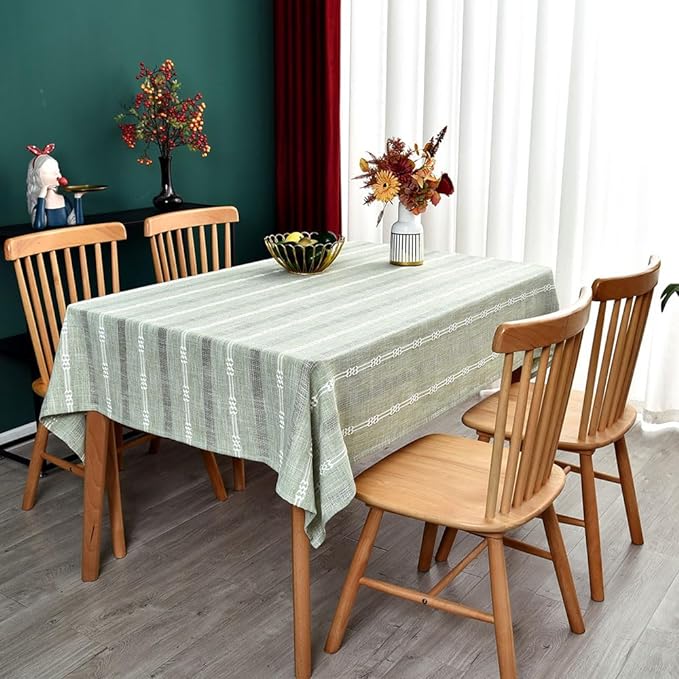 Heavy Duty Cotton Table Cloth for Rectangle Table Sage Green Tablecloth Rectangular Farmhouse Vintage Tablecloth Washable Rustic Table Cover (Sage Green, 52''x70'')