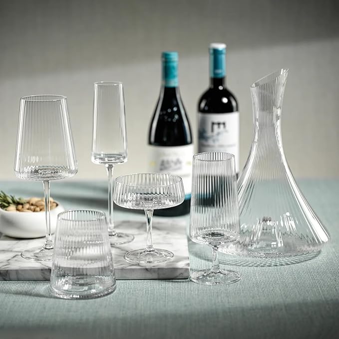 Zodax Bandol Fluted Textured Glasses or Stemware (Cocktail S/3)