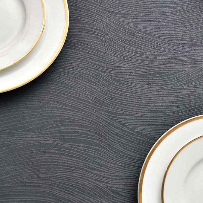 maxmill Jacquard Table Cloth Swirl Pattern Spillproof Wrinkle Resistant Heavy Weight Soft Tablecloth for Kitchen Dinning Tabletop Decoration Outdoor Picnic Rectangle 52 x 70 Inch Charcoal
