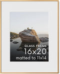 HAUS AND HUES 16x20 Picture Frame with Real Glass & Brass Premium-Grade Metal Matted to 11x14 - Aluminum 16x20 Picture Frame - Includes Hanging Kit - Ideal for Home, Office (16x20 in, Brass)