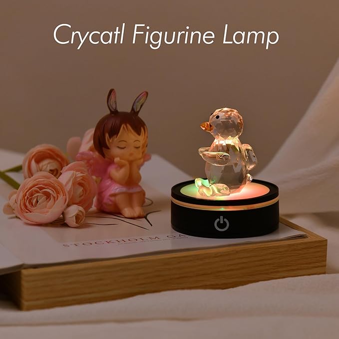 IFOLAINA LED Light Base Lighted Display Stand for Crystal 3D Photo Glass Art Tumbler RGB Multicolor Lighting Round Black Pedestal - Flat