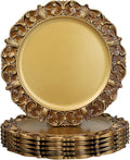 Gold Charger Plates Set of 6, Decorative Table Plastic Chargers for Dinner Plates, Party, Wedding, Thanksgiving, Christmas, 11G