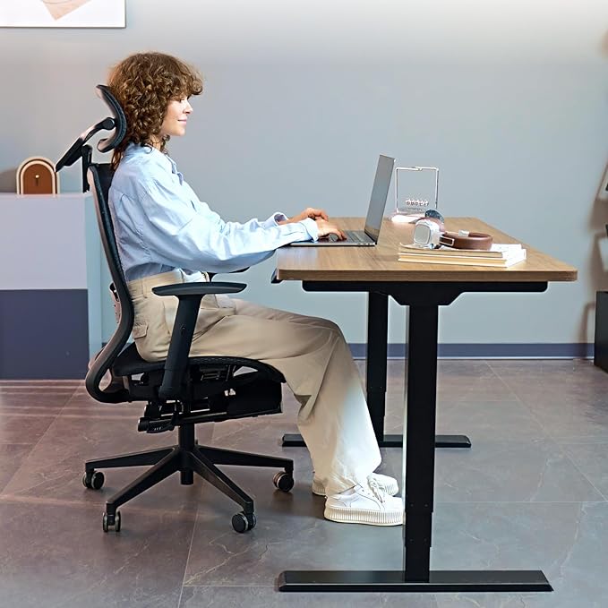 FLEXISPOT Ergonomic Office Chair with Footrest, Mesh High Back Computer Chair, Home Office Desk Chairs, with Adjustable Lumbar Support/4D Headrest/Reliable Base, Breathable Mesh Seat, Black, OC3 AIR-F
