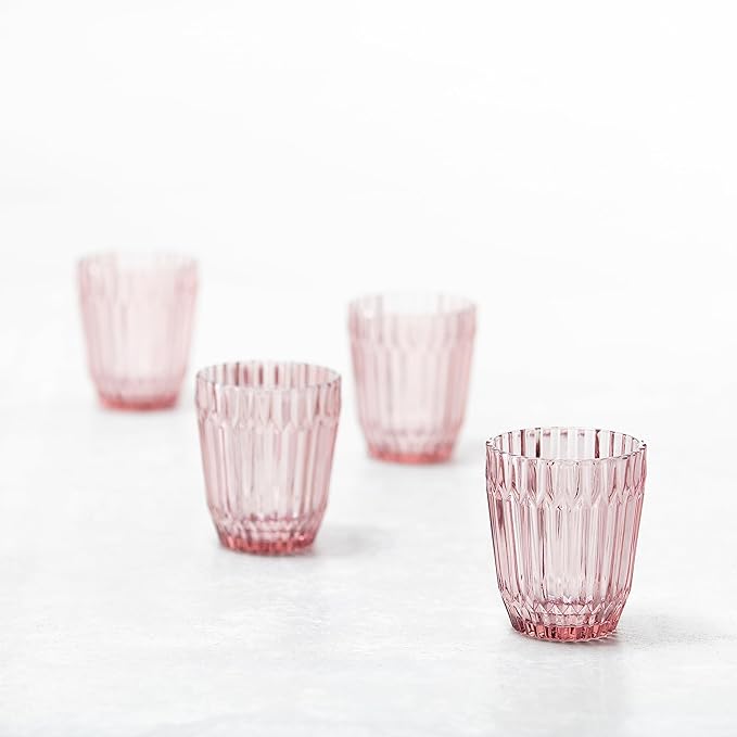 Fortessa Archie Glass Drinkware, Double Old Fashioned (Set of 6), 12.5 Ounce, Pink