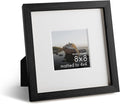 HAUS AND HUES 8x8 Picture Frames with Real Glass and Black Oak Matted to 4x4 - Oak 8x8 Frame With Mat - Includes American Oak, Easel Back, Vertical Hang - Ideal for Home, Room, Office (8x8 in, Black)