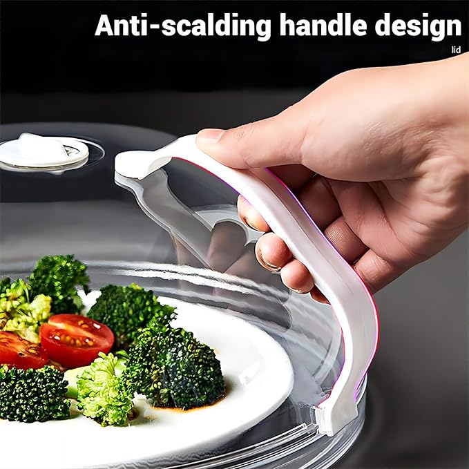 WENWELL Microwave Splatter Cover for Food 12",Large Clear Microwave Splash Guard Cooker lid with Handle,Dish bowl Plate Serving Cover Home Kitchen Essential,BPA-Free,Saft Plastic