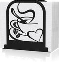 Modern Standing Napkin Holder for table, Black Metal Napkin Dispenser, Coffee time Theme Style Napkin Holder, Suitable for Kitchen, Coffee Shop, Dining Room