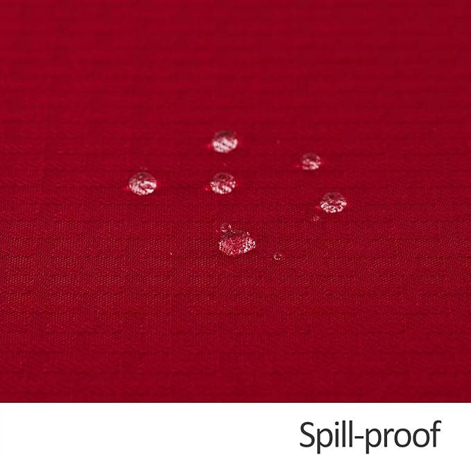 maxmill Rectangle Tablecloth Weaved Design Water Resistant Wrinkle Free Spill-Proof Soft Table Cloth for Dining Room Decoration, Banquet, Christmas Holiday Dinner, 52 x 108 Inch, Red