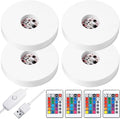 Riakrum 4 Pieces Wood LED Display Light Base Crystal Display Base Stand Remote Control Round 16 Lighting Modes Wooden Lighted Holder Colorful Pedestal for Crystal Glass Resin Ball(White)