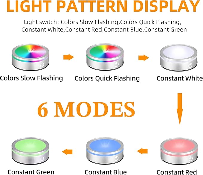 EUSTUMA LED Light Base Non-slip Round Display Stand,crystal led light base,Suitable for Glass Crystal Spherical Artwork,Holiday Party Decoration. (Silver Led Base for Glass Ball)
