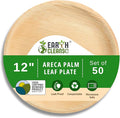 Compostable Palm Leaf Plates 12 Inch Round (50 Pack) | Disposable Biodegradable Plates Like Bamboo & Wooden | Microwave & Oven Safe | Eco-Friendly Dinnerware for Parties & Events