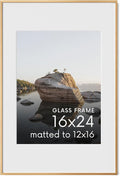 HAUS AND HUES 16x24 Picture Frame with Real Glass & Brass Premium-Grade Metal Matted to 12x16 - Aluminum 16 by 24 poster frame - Includes Hanging Kit - Ideal for Home, Office (16x24 in, Brass)